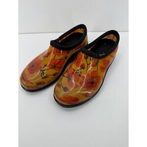 Sloggers Waterproof Orange Floral Womens Shoes Size 7